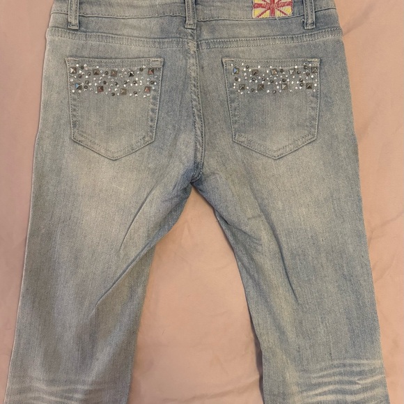 Machine Light Blue Skinny Jeans with Distressed Details & Gemstones - Picture 5 of 8